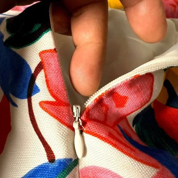 J.Crew Women’s Floral Midi Skirt White Multi-Color Pleated A-Line | Pockets | Si - Picture 5 of 9